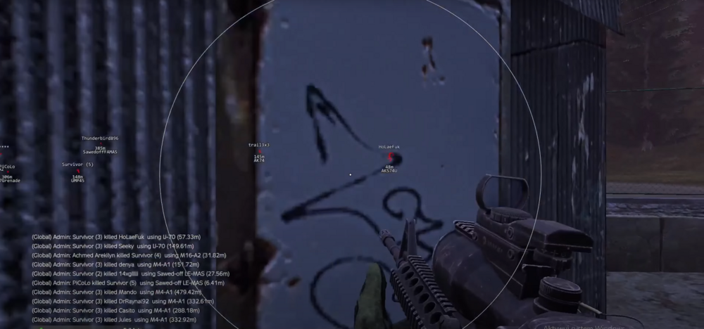 A person playing DayZ game, using hacks to stay undetected