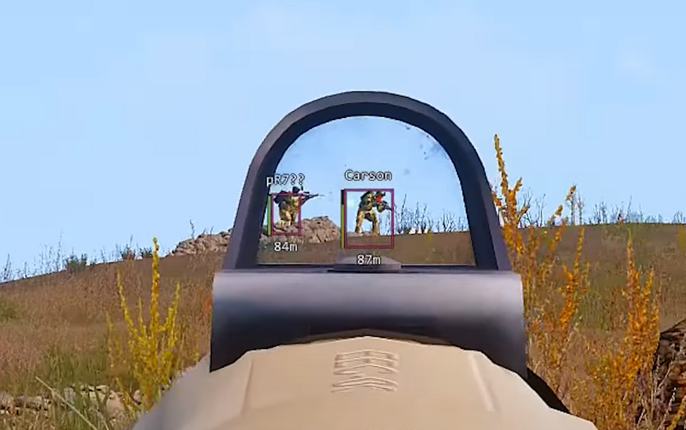 A screenshot of a game with a player using a radar hack