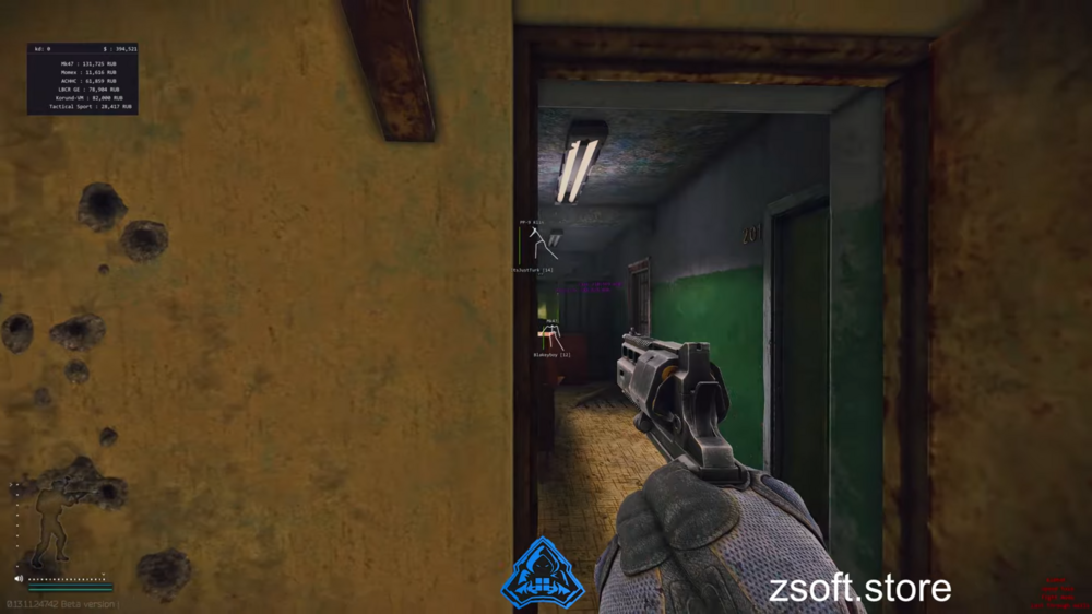 An illustration of a computer screen displaying Tarkov cheats for speed hack in the game.
