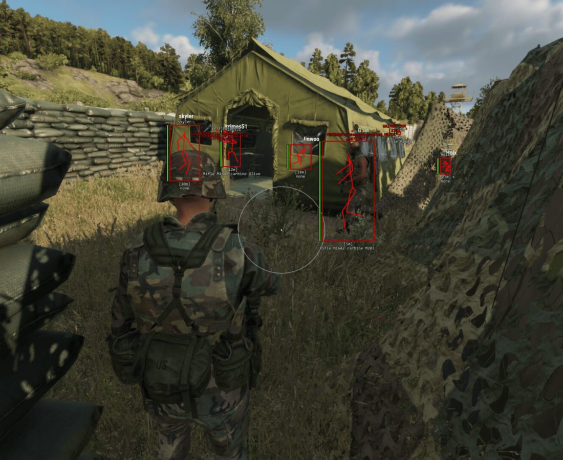 Arma Reforger ESP being showcased with Aimbot FOV